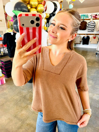 Tisha Brown Split Neck Top