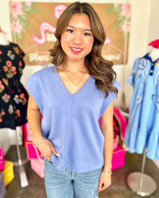 Renz V-neck Top in Red or Blue
