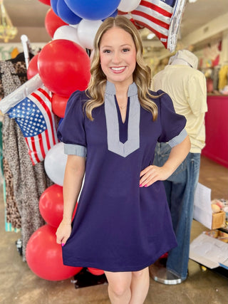 Kennie Navy Solid Dress