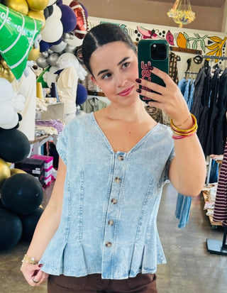 Britta Denim Pleated Vest