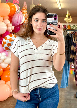 Alice Cream V-Neck Knit Top