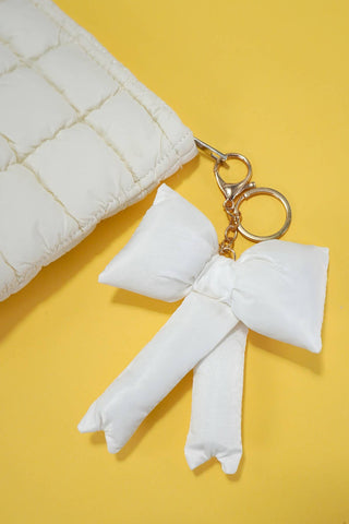 JOSSLYN by wall to wall - TRENDING PUFFY BOW RIBBON BAG CHARM KEYCHAIN | 40KC109: Off White