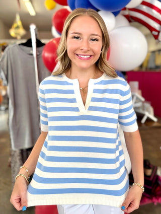Ramona Striped Short Sleeve Sweater