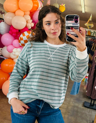 Loren Raised Rib Striped Pullover