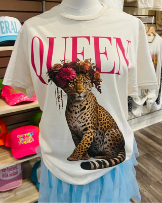 Queen Leopard Crystal Graphic Tee