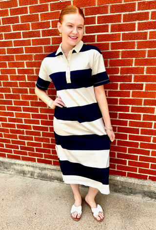 Maritza Midi Shirt Dress in Navy