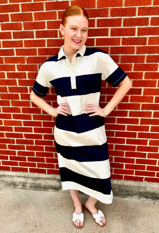 Maritza Midi Shirt Dress in Navy