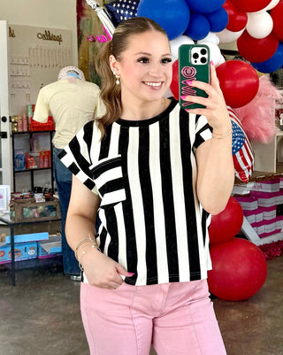 Orian Black & White Striped Top