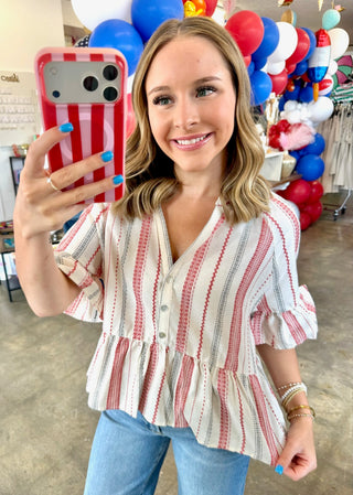 Lenora Striped Babydoll Blouse