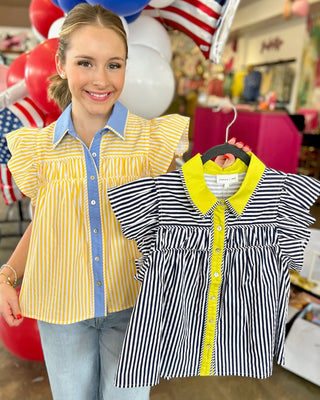 Myka Striped Collared Blouse