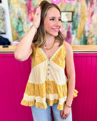 Shannon Yellow Boho Flowy Tank