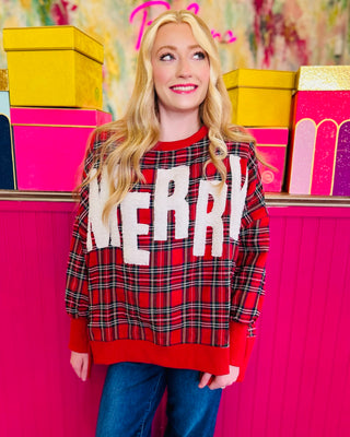 Merry Patch Plaid Sweatshirt