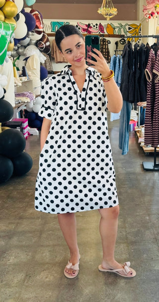 Ryne Black/White Polka Dot Mini Dress