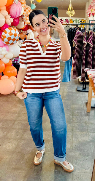 Ramona Striped Short Sleeve Sweater