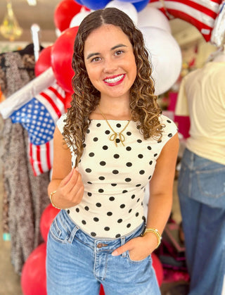 Spike Cream/Black Polka Dot Seamless Top