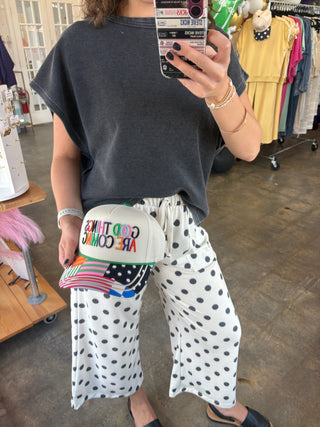 Pozie Polka Dot Pants in Ivory/Black