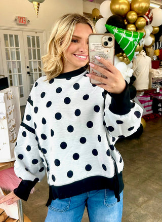 Mirelle Polka Dot Relaxed Top in Ivory