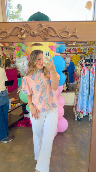 Preston Pink Puff Sleeve Blouse