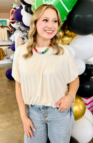 Solene Bubble Sleeve Top in Ivory