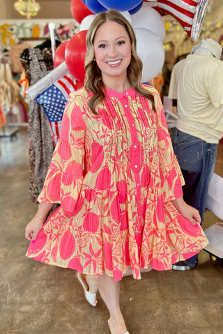 Dulcie Yellow & Pink Collared Mini Dress