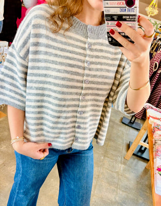 Hercules Half Sleeve Cardigan in Heather Grey