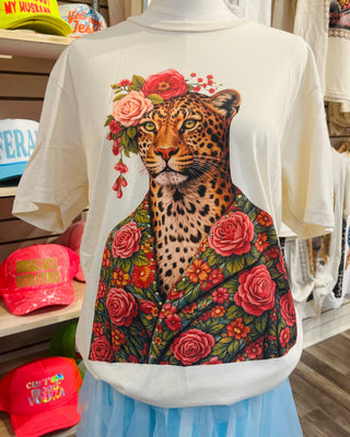 Leopard Floral Crown Graphic Tee