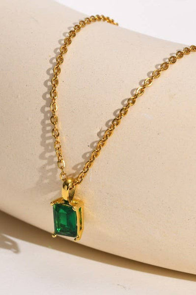 JOSSLYN by wall to wall - 18K STAINLESS STEEL TARNISH FREE GLASS NECKLACE | 40NK9444: CRYSTAL CLEAR