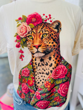 Leopard Floral Crown Graphic Tee