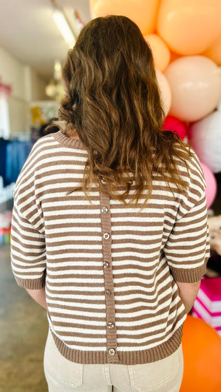Aya Striped Knit Sweater in Mocha