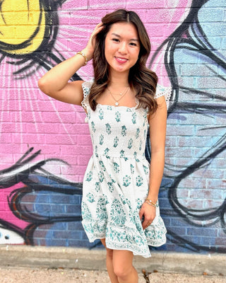 Davian Mini Dress in Teal