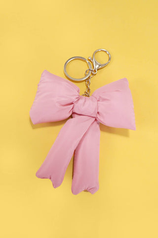 JOSSLYN by wall to wall - TRENDING PUFFY BOW RIBBON BAG CHARM KEYCHAIN | 40KC109: Pink