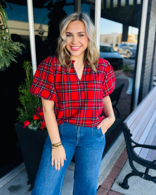 Prudence Red Plaid Blouse