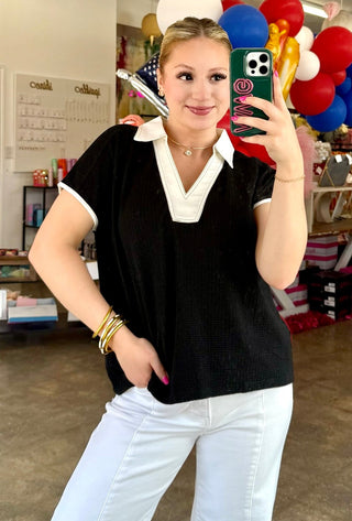 Zaylee Black Knit Top