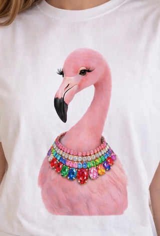 Jeweled Collar Flamingo Tee