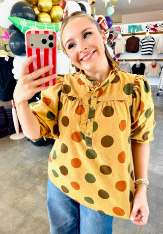 Lanie Grand Dots Top in Mocha