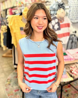 Calan Knit Top in Blue