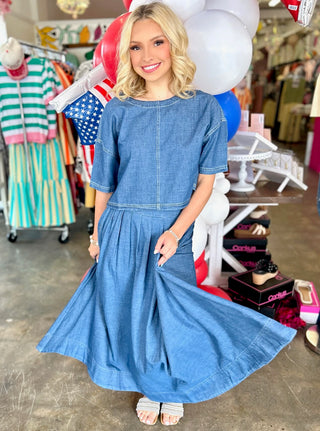 Xyla Cropped Top & Midi Skirt Set