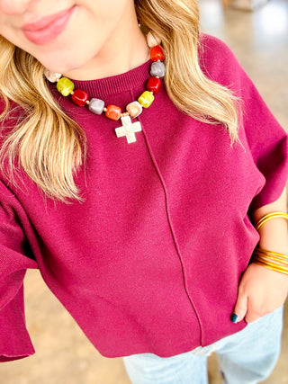 Zarelle Knit Top in Merlot