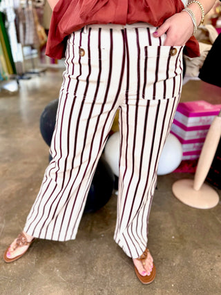 Caprice Red Brick Striped Pants