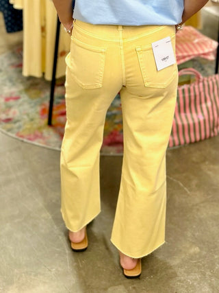 Canary Yellow Crop Wide Leg Jeans