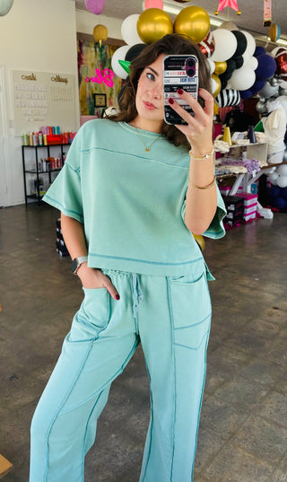Sandi Sage Green Cropped Easy Set