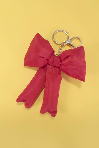 JOSSLYN by wall to wall - TRENDING PUFFY BOW RIBBON BAG CHARM KEYCHAIN | 40KC109: Red
