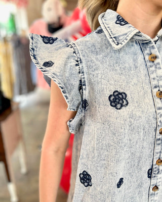 Roxie Washed Denim Mini Dress
