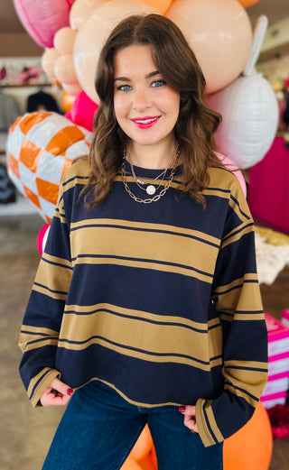 Gisella Navy Wide Stripe Sweatshirt