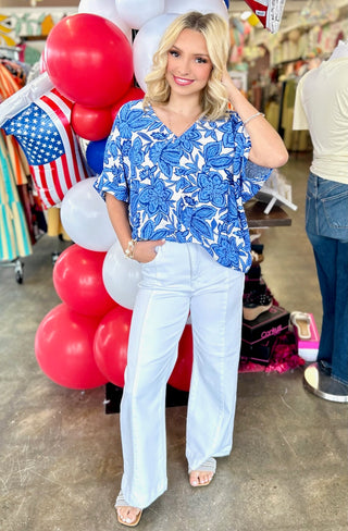 Blayne Blue Floral Blouse