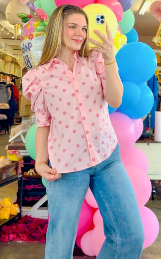 Kamila Puff Sleeve Top in Pink