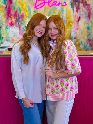 Kathy Ruffle Neck Blouse