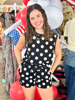 Coastal Polka Dot Lounge Set in Black