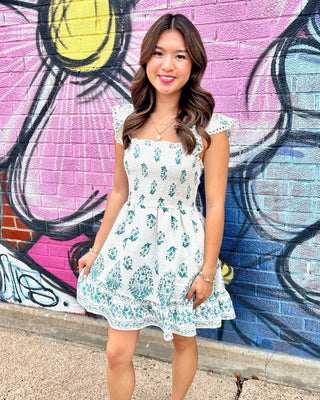 Davian Mini Dress in Teal