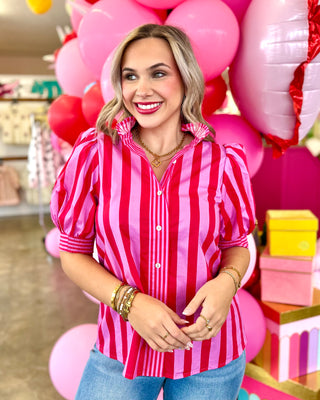 Pink Dreams Striped Blouse